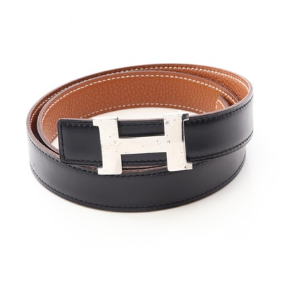 エルメス HERMES ミニコンスタンス Hベルト リバーシブル ベルト 衣料品 カーフ(牛革) トゴ ボックスカーフ □E刻印(2001年製造) レディース ブラック系 / ブラウン系 【中古】