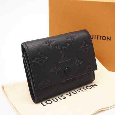美品 LOUIS VUITTON ルイ・ヴィトン モノグラム シャドウ ヴィクターウォレット M12635 三つ折り財布 ブラック カーフレザー メンズ