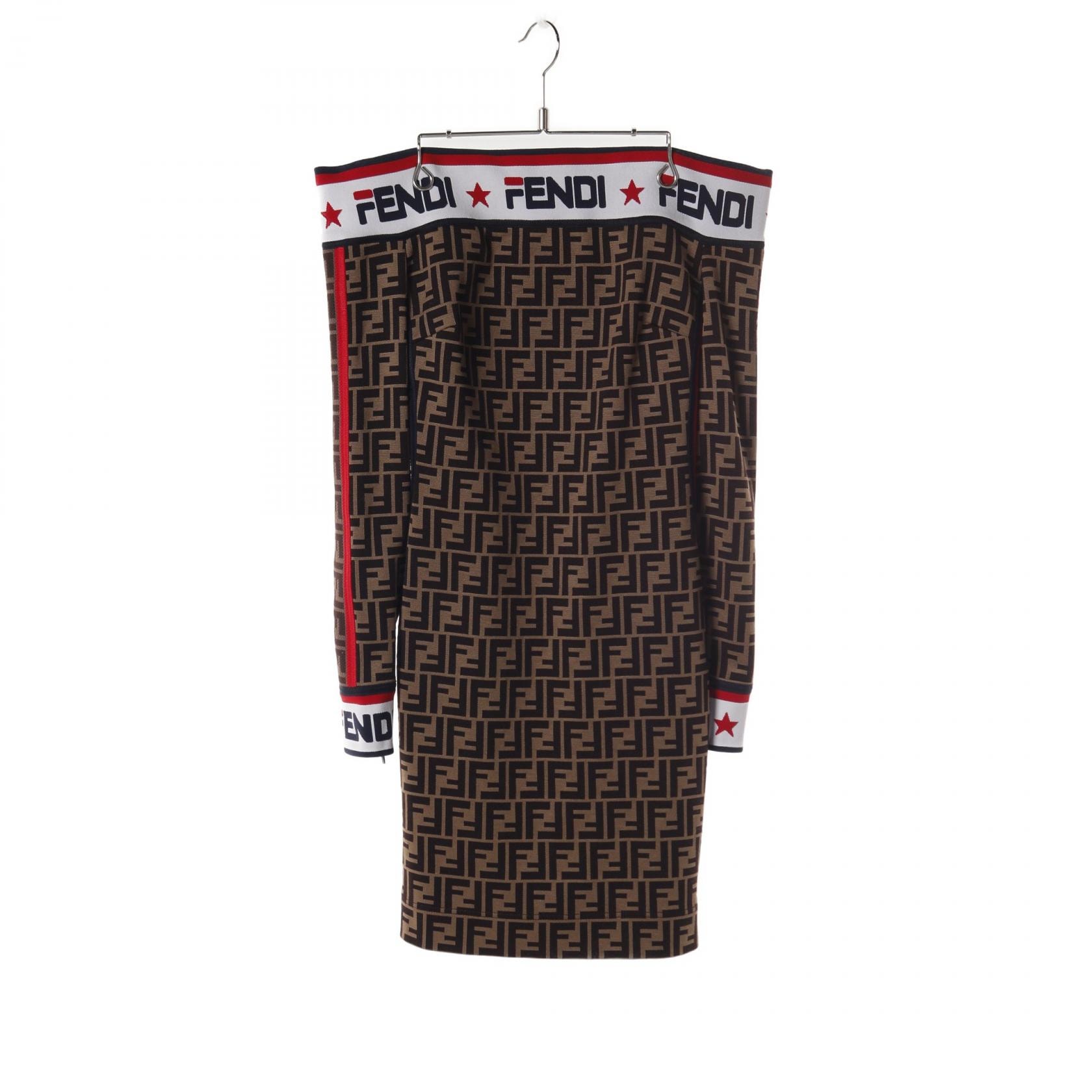 フェンディ FENDI FENDI × FILA ズッカ ワンピース 衣料品 トップス コットン レディース ブラウン系 / マルチカラー 【中古】