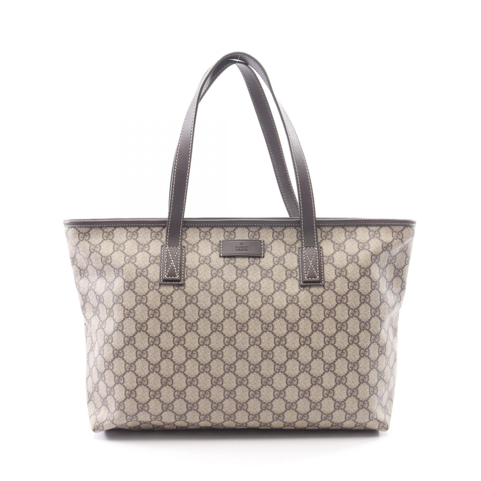 グッチ GUCCI GGスプリーム トートバッグ バッグ PVCコーティングキャンバス レザー レディース ベージュ系 / ブラウン系 211137 【中古】