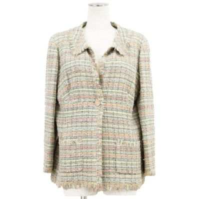 CHANEL シャネル ジャケット ツイード サイズ 44 レディース 05P P26006 2005AW COCOマーク ロゴ ボタン 1B シルクブレンド アウター マルチカラー フランス製 カール・ラガーフェルド期