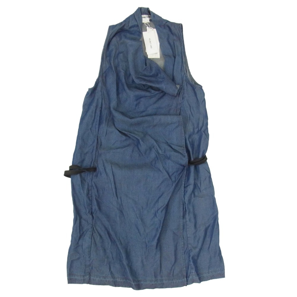 HELMUT LANG ヘルムートラング ダンガリー ドレープ ノースリーブ ワンピース インディゴブルー系 4【新古品】【未使用】【中古】