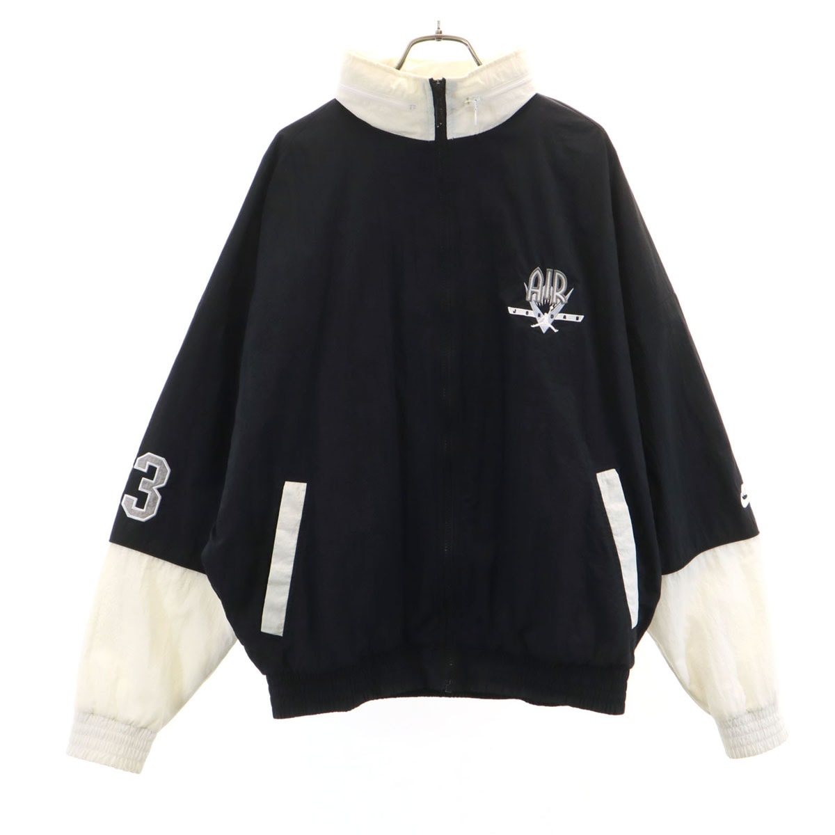 AIR JORDAN エアジョーダン バックジャンプマンロゴ刺繍 ナイロンジャケット L ブラック NIKE ナイキ