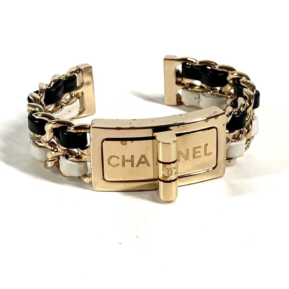 シャネル CHANEL CC ロゴ ココマーク Wチェーン B22A ブレスレット  アクセサリー ジュエリー バングル メタル ブラック