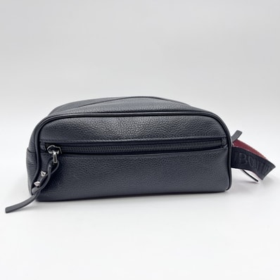 Christian Louboutin(クリスチャンルブタン)Blaster ポーチ/クラッチバッグ ブラック レザー レッドラバーパネル ロゴ スタッズ メンズ 【中古】