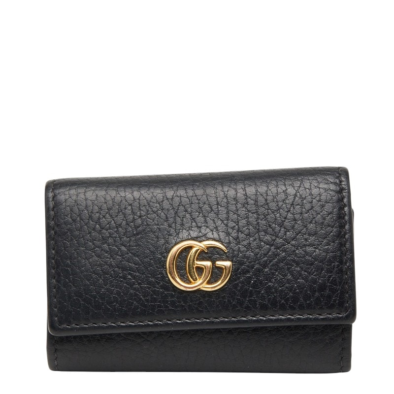 グッチ ダブルG キーケース 456118 ブラック レザー レディース GUCCI 【中古】