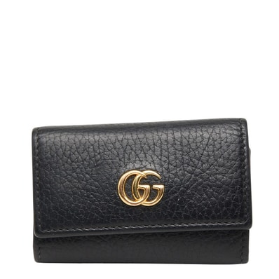グッチ ダブルG キーケース 456118 ブラック レザー レディース GUCCI 【中古】