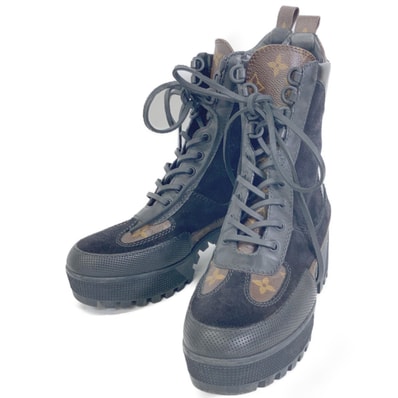 ルイヴィトン ローリエート モノグラムキャンバス/スエード アンクルブーツ 36 1/2