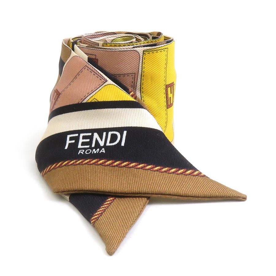 フェンディ FENDI スカーフ リボンスカーフ シルク マルチカラー レディース【中古】 r11429a
