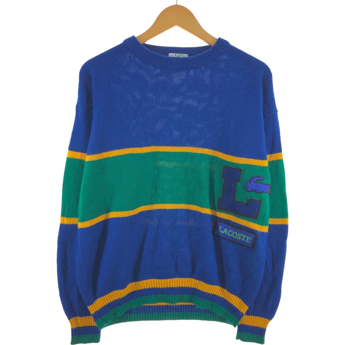 古着 80年代 ラコステ LACOSTE IZOD マルチボーダー アクリルニットセーター 16-18(L) メンズL相当 ヴィンテージ/eaa501641