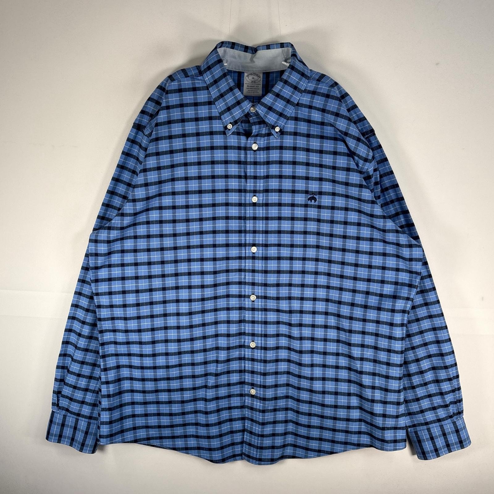 古着 ブルックスブラザーズ Brooks Brothers 長袖シャツ ロゴ 刺繍 REGENT FIT 1818 XL  ブルー系 マルチカラー メンズ