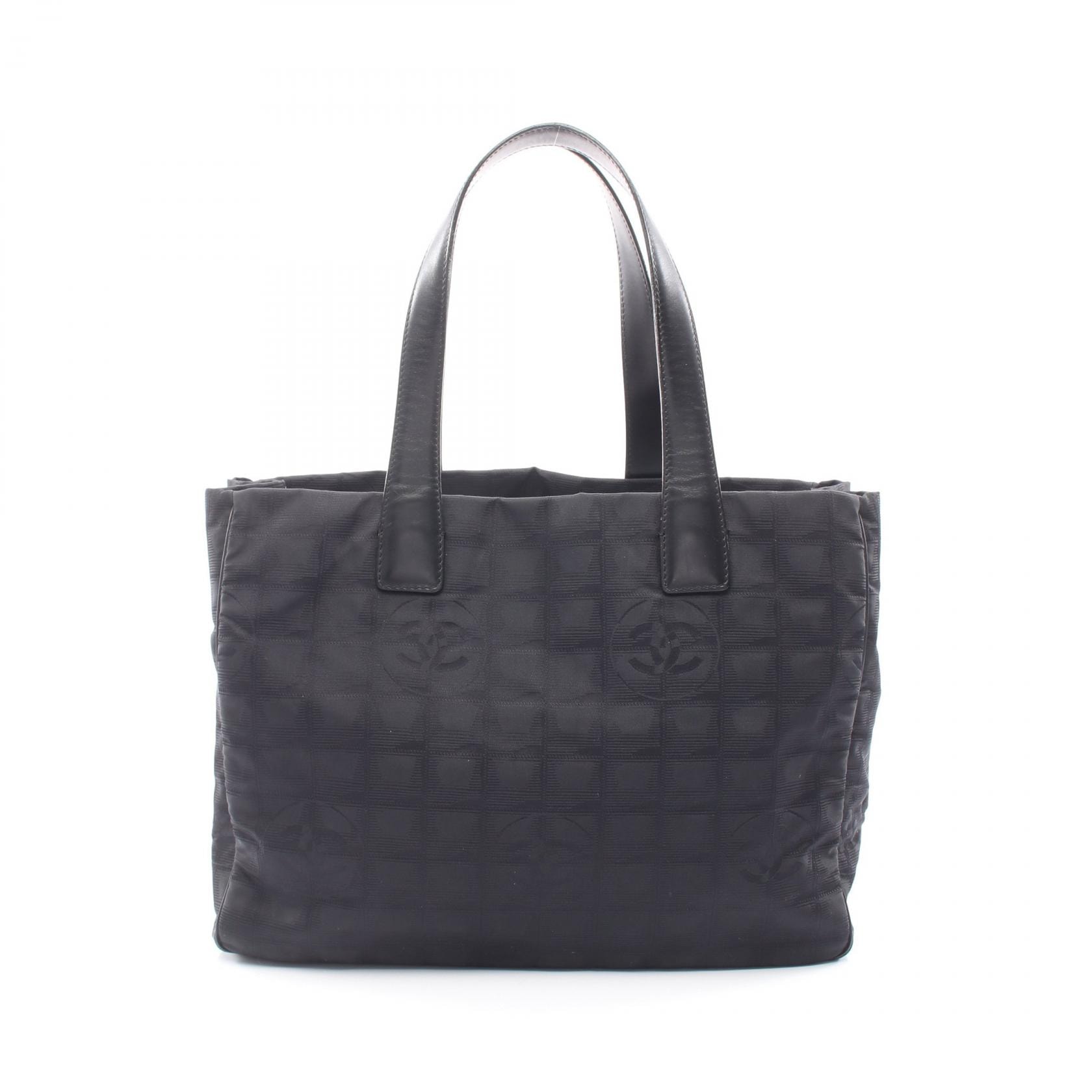샤넬 CHANEL 뉴 트래블 라인 MM 토트 백 가죽 나일론 캔버스 여성 블랙 [중고]
