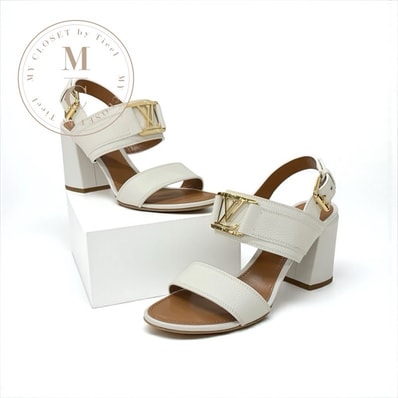 ルイヴィトン LOUIS VUITTON ホライズンライン サンダル 靴 シューズ レザー ホワイト 白 ゴールド LV金具 ストラップ