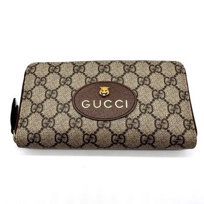 GUCCI グッチ GGスプリーム ラウンドファスナー キャットヘッド 長財布