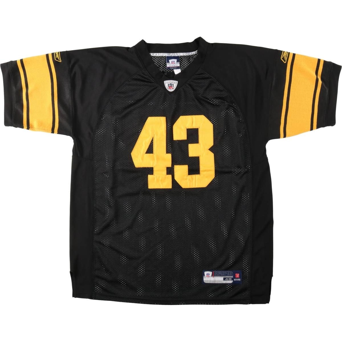 古着 リーボック Reebok NFL PITTSBURGH STEELERS ピッツバーグスティーラーズ メッシュ Vネック フットボール七分袖Tシャツ メンズXXL相当/eaa662641