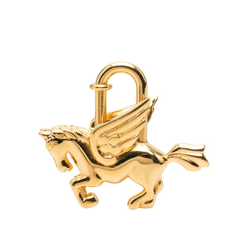 エルメス ペガサス チャーム ばね式 カデナ 南京錠 ゴールド メッキ レディース HERMES 中古