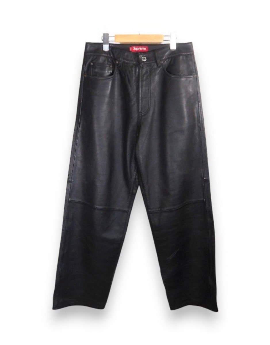 Supreme Leather Baggy 5-Pocket Jean "Black"