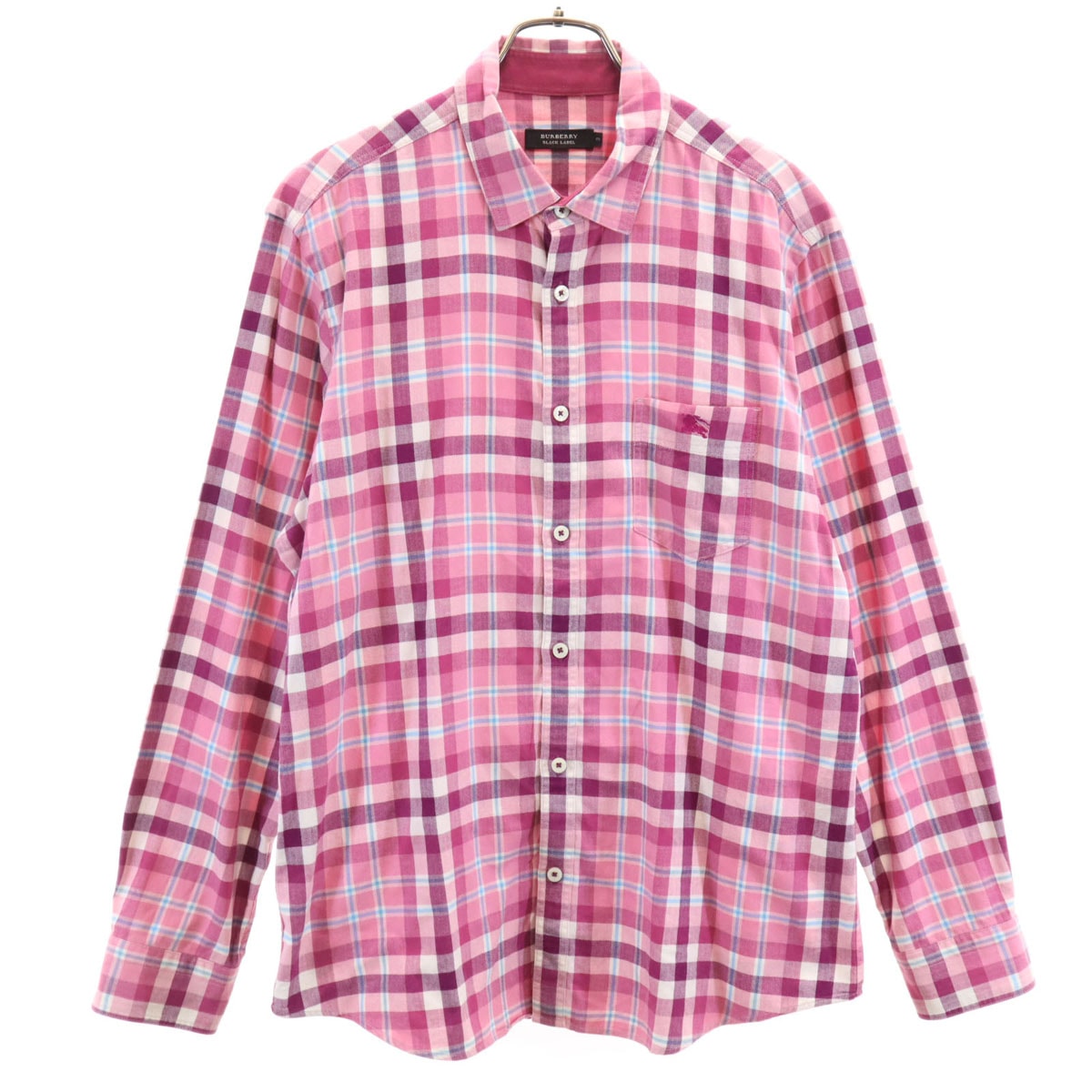 BURBERRY BLACK LABEL バーバリーブラックレーベル チェック柄 長袖 コットンシャツ 3 ピンク 三陽商会
