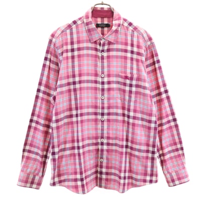 BURBERRY BLACK LABEL バーバリーブラックレーベル チェック柄 長袖 コットンシャツ 3 ピンク 三陽商会