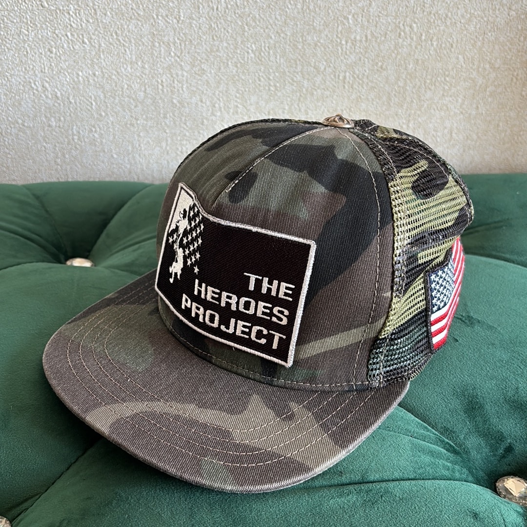 Chrome Hearts The Heroes Project Trucker Cap Patch Cross Ball Mesh Camouflage "Green/Brown"
