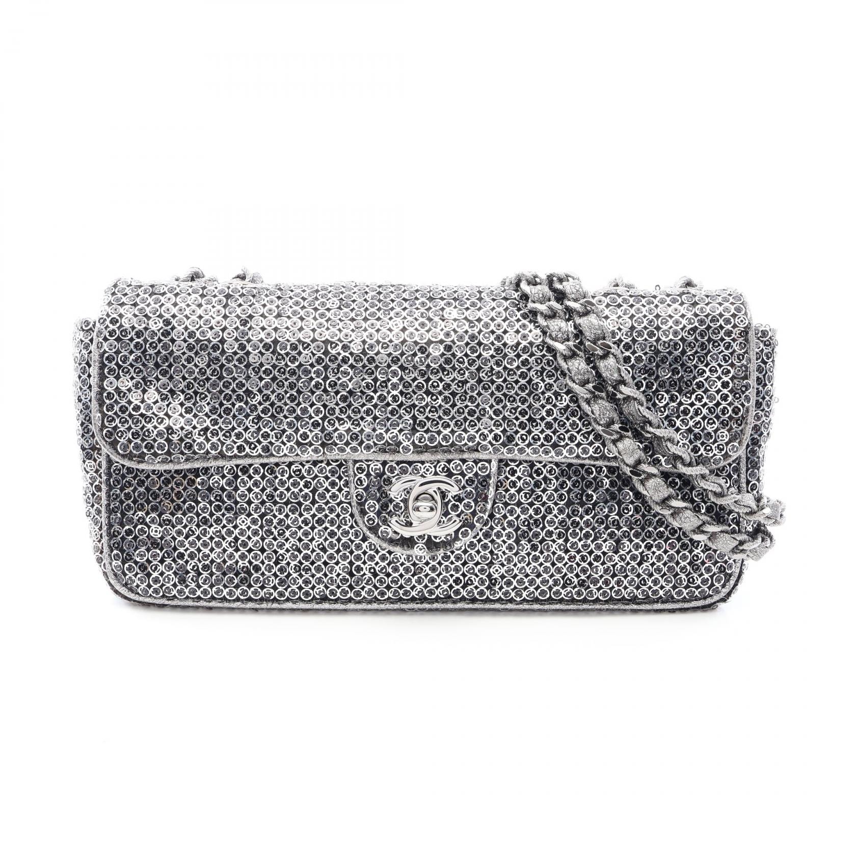 シャネル CHANEL ココマーク ショルダーバッグ バッグ レザー スパンコール レディース シルバー系 【中古】