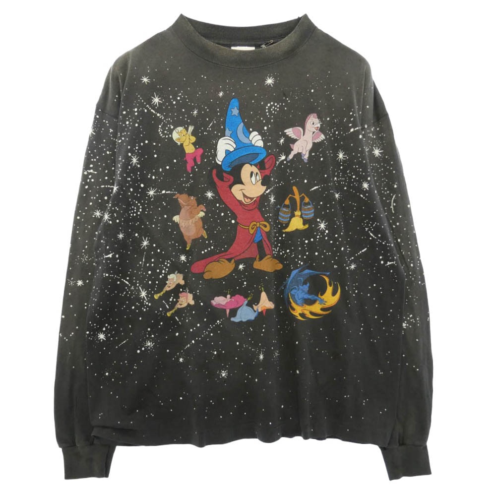 SAINT MICHAEL セントマイケル 26AW SM-MK1-0000-C90 × DISNEY ディズニー LS T-SHIRT FANTASIA ファンタジア ビンテージ加工 プリント 長袖 カットソー グレー系 L【新古品】【未使用】【中古】