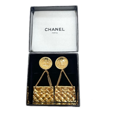 CHANEL シャネル ココマーク マトラッセ コイン&バッグモチーフ イヤリング 31 RUE CAMBON ゴールド