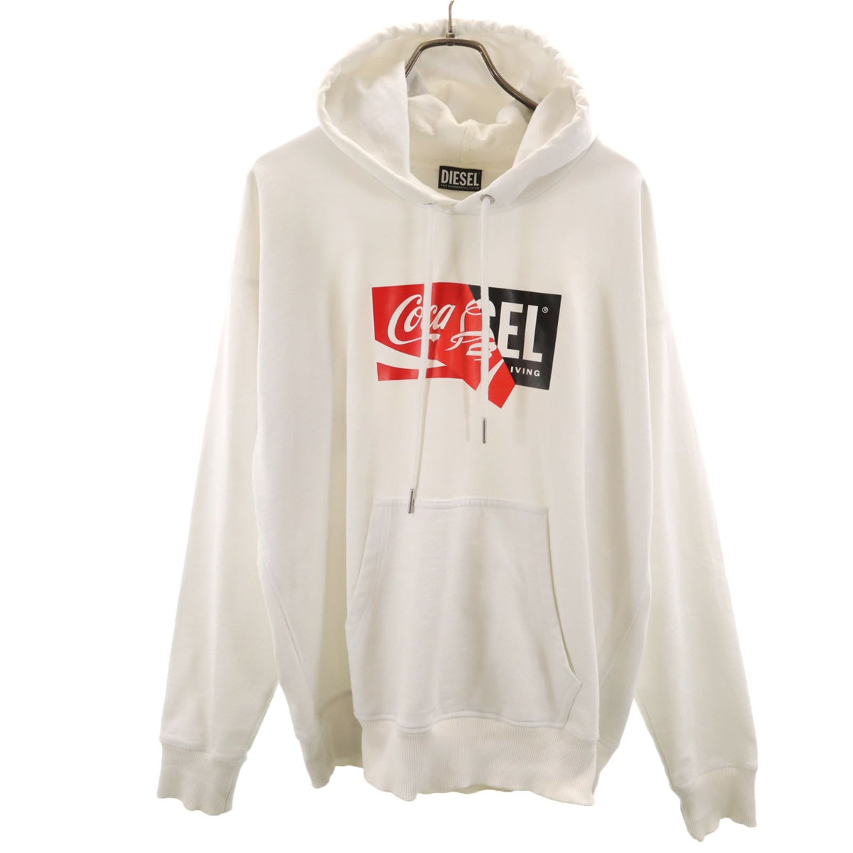 DIESEL ディーゼル coca-cola コカコーラ コラボ めくれロゴ 長袖 スウェットパーカー L ホワイト