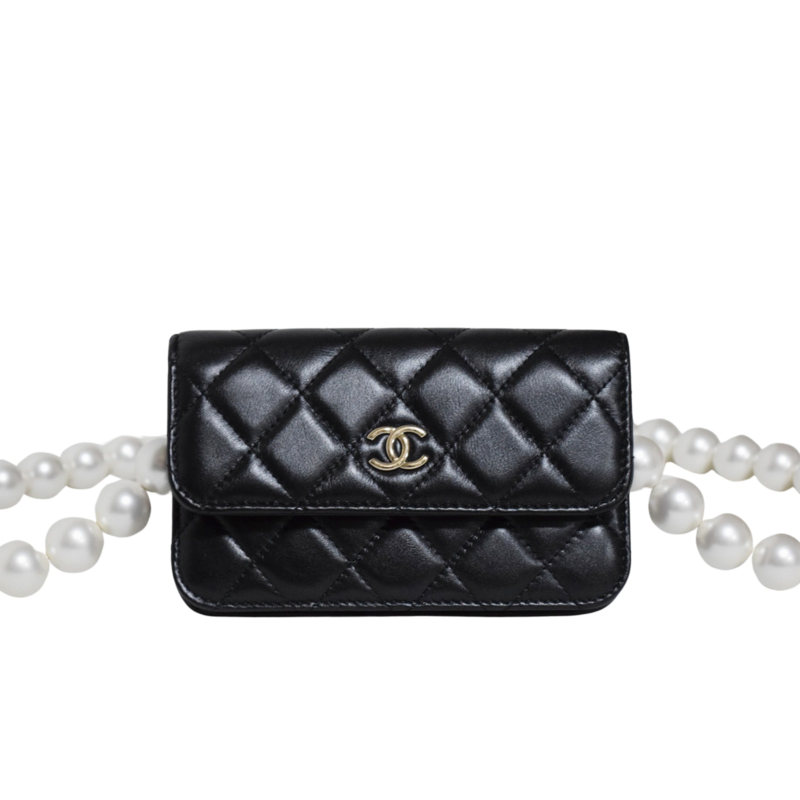 SALE 美品 CHANEL シャネル  ミニマトラッセ パールチェーン  AP1839  チェーンウォレット  ブラック  レディース ショルダーバッグ