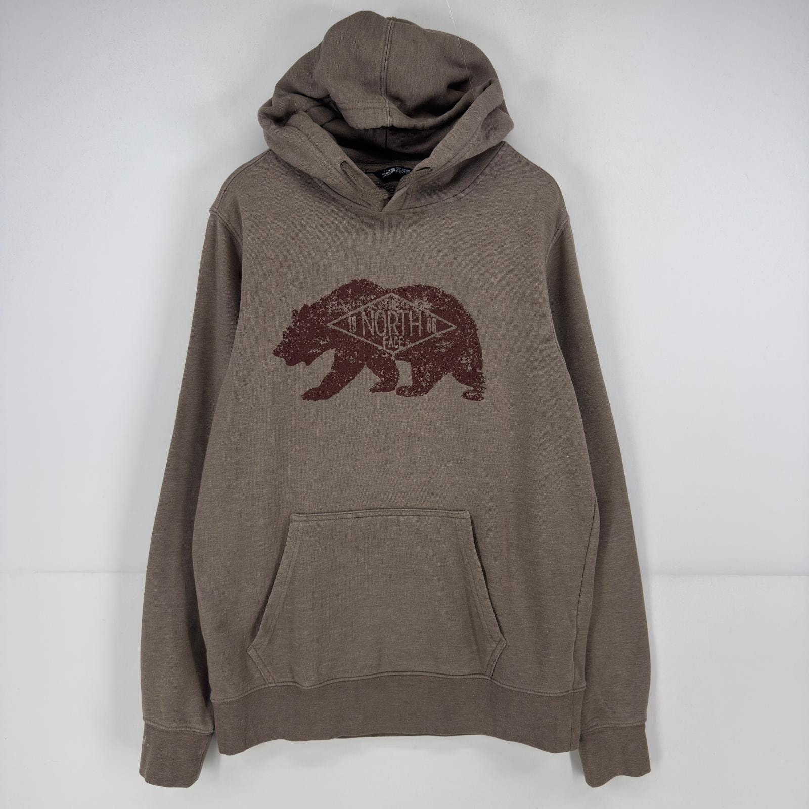 古着 ザ・ノースフェイス THE NORTH FACE パーカー スウェット プルオーバー ロゴ プリント ベア 熊 M ブラウン メンズ