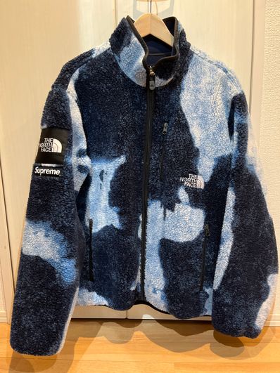 Supreme x The North Face Bleached Denim Print Fleece Jacket "Indigo"