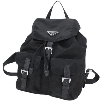 【新品・未使用】プラダ バックパック リュックサック コンパクト 黒 ナイロン レザー ブラック レディース 1BZ677 NERO PRADA カジュアル ビジネス 通勤 通学 バッグ BAG 便利 ブランド 定番 人気 プレゼント ギフト