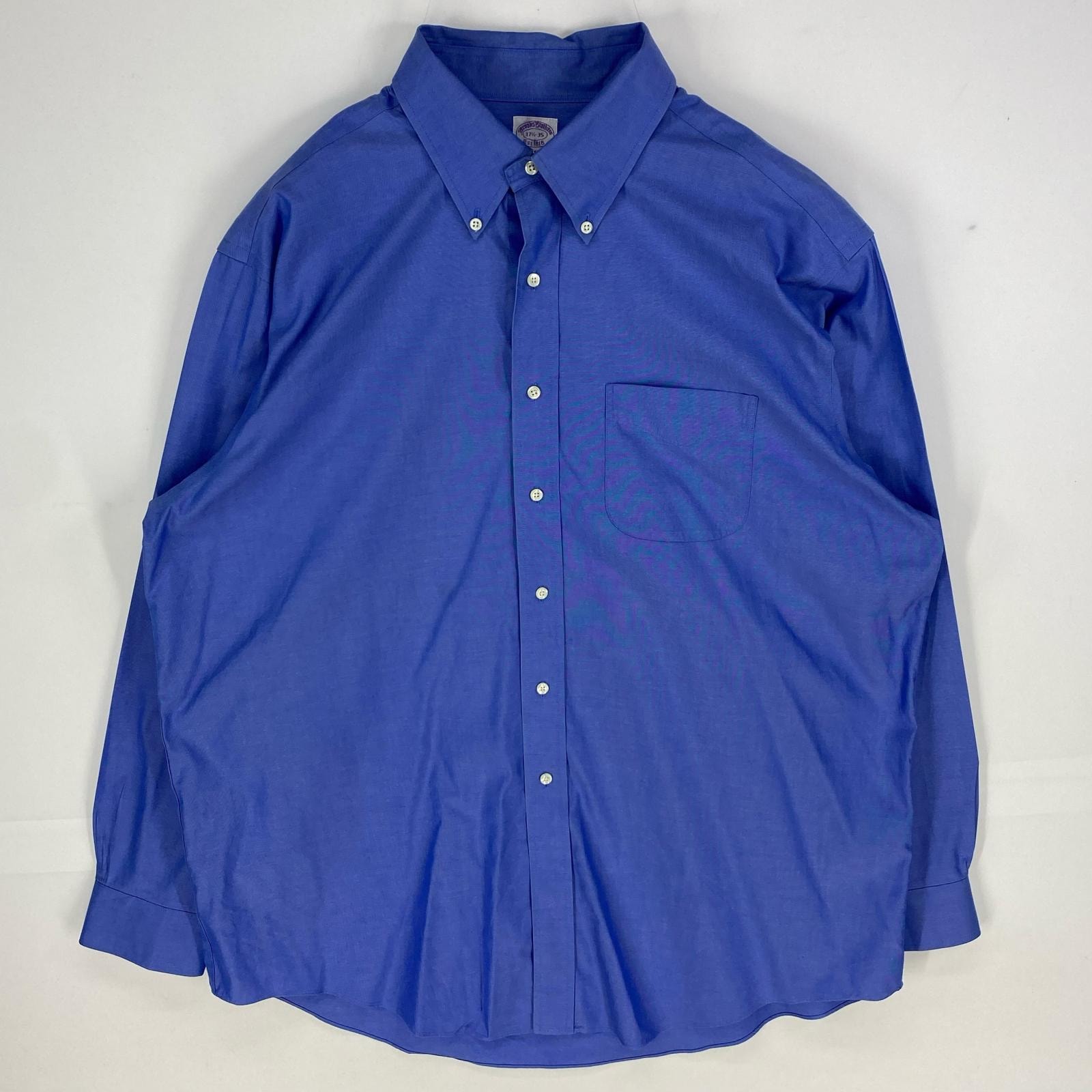 古着 ブルックスブラザーズ Brooks Brothers 長袖シャツ ボタンダウン 1818 胸ポケット 17  ブルー系 無地 メンズ