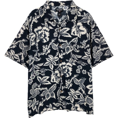 古着 00年代 ラルフローレン Ralph Lauren POLO JEANS COMPANY ボタニカル柄 オープンカラー レーヨン ハワイアンアロハシャツ ボックスシャツ メンズL相当/eaa614566