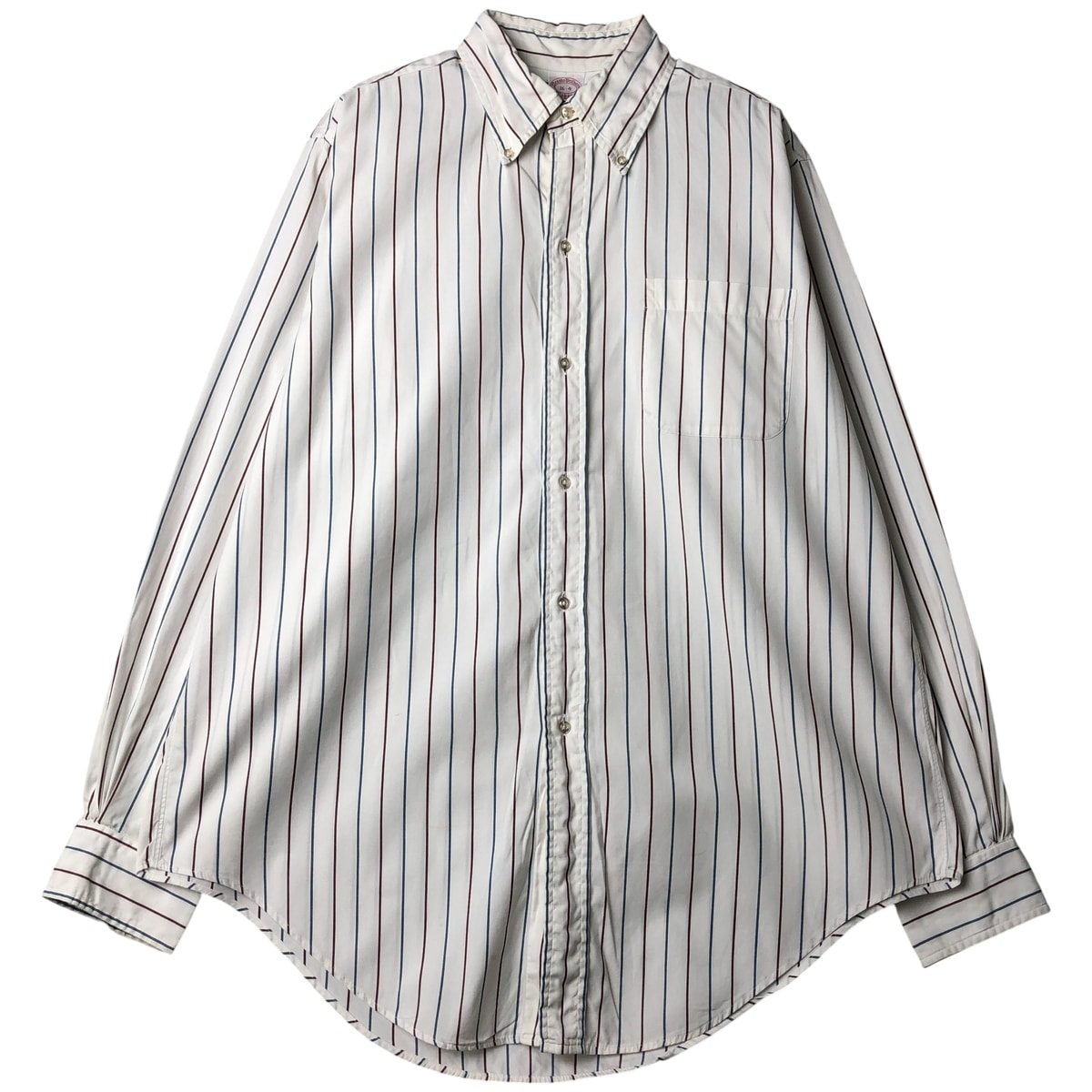 古着 80~90年代 ブルックスブラザーズ Brooks Brothers MAKERS 6ボタン 長袖 ボタンダウンストライプシャツ USA製 メンズL相当 ヴィンテージ/evb032454