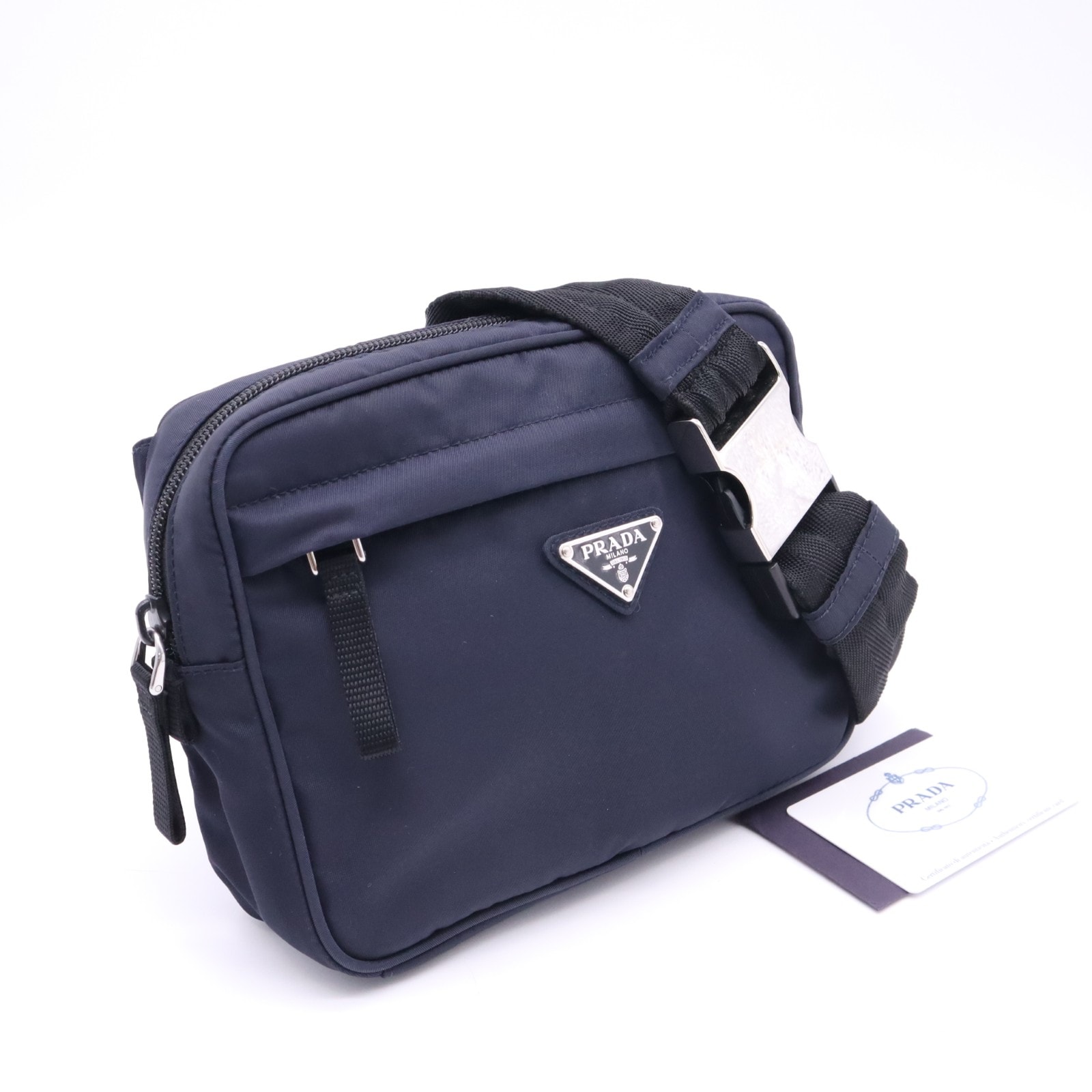 美品 PRADA プラダ テスート ナイロン ウエストバッグ 2VL001 ウエストバッグ ネイビー ナイロン メンズ