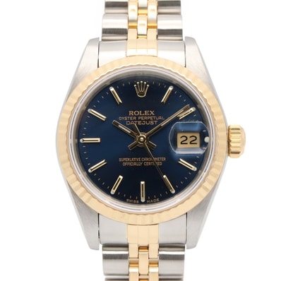 ロレックス ROLEX デイトジャスト L番 腕時計 時計 K18(イエローゴールド) ステンレススチール レディース ブルー系 バー 69173 【中古】