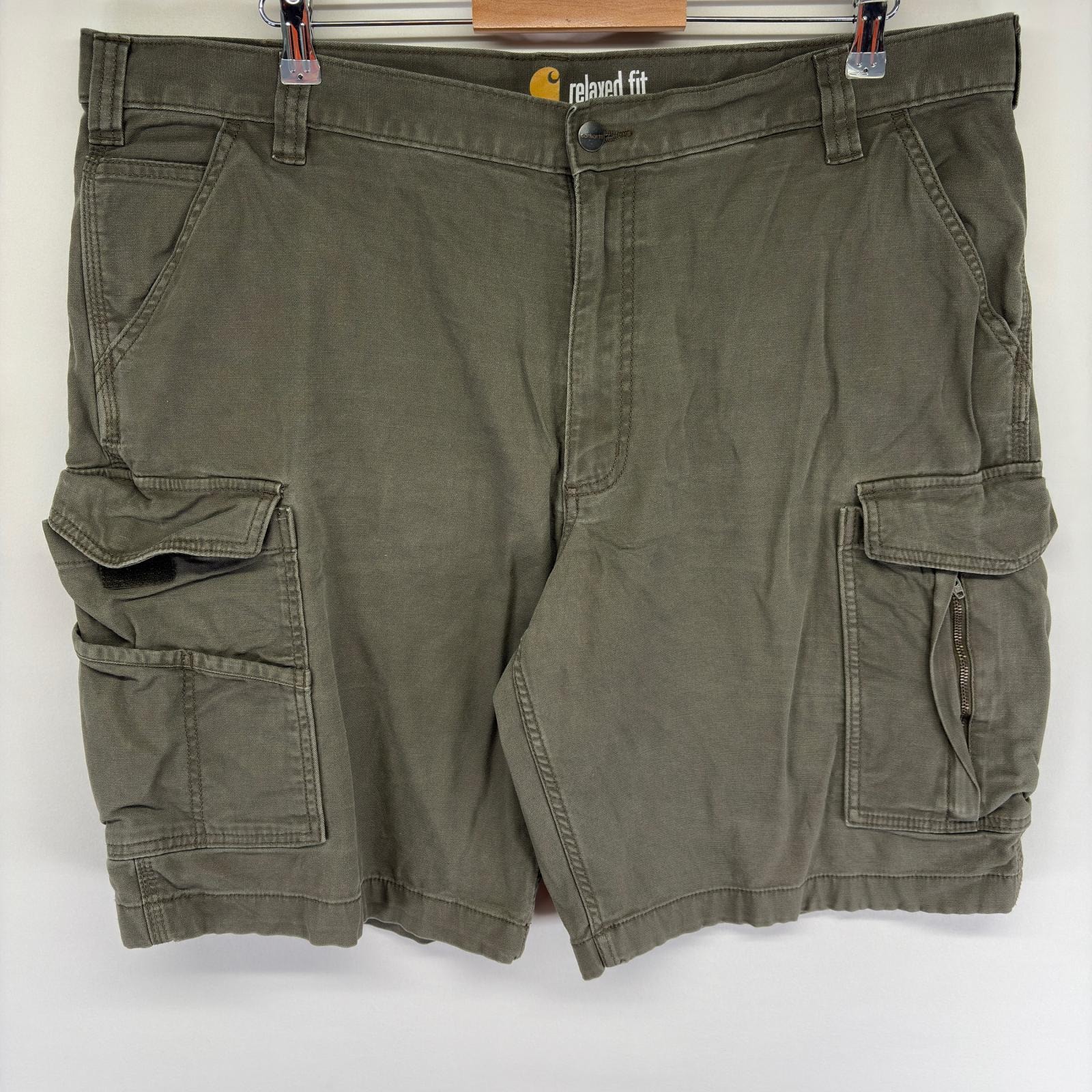 古着 カーハート Carhartt ダック パンツ カーゴパンツ ワーク ワンポイントロゴ ハーフ ショーツ w42  ベージュ系 メンズ