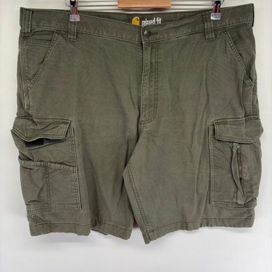 古着 カーハート Carhartt ダック パンツ カーゴパンツ ワーク ワンポイントロゴ ハーフ ショーツ w42 ベージュ系 メンズ