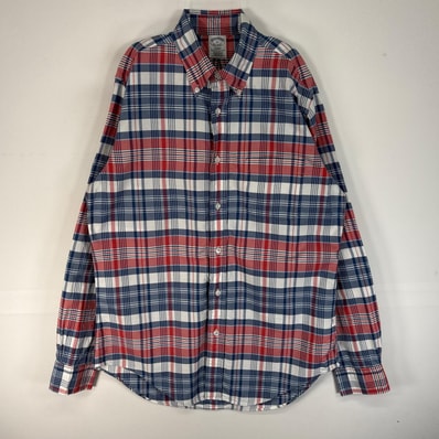古着 ブルックスブラザーズ Brooks Brothers 長袖シャツ USA製 REGENT チェック M ブルー系 マルチカラー メンズ