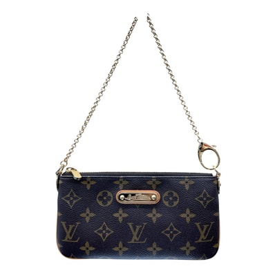LOUIS VUITTON 極美品 ルイヴィトン ポシェットミラMM モノグラム チェーン ハンドバッグ M60094 PVC レザー AA0190 ブラウン ワンショルダー ミニバッグ LV Aランク 中古 鑑定済 ヴィトンバッグ