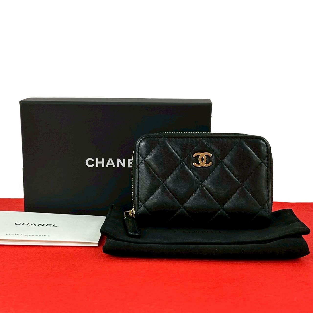 CHANEL シャネル マトラッセ ココマーク ラムスキン コインケース ブラック
 74840