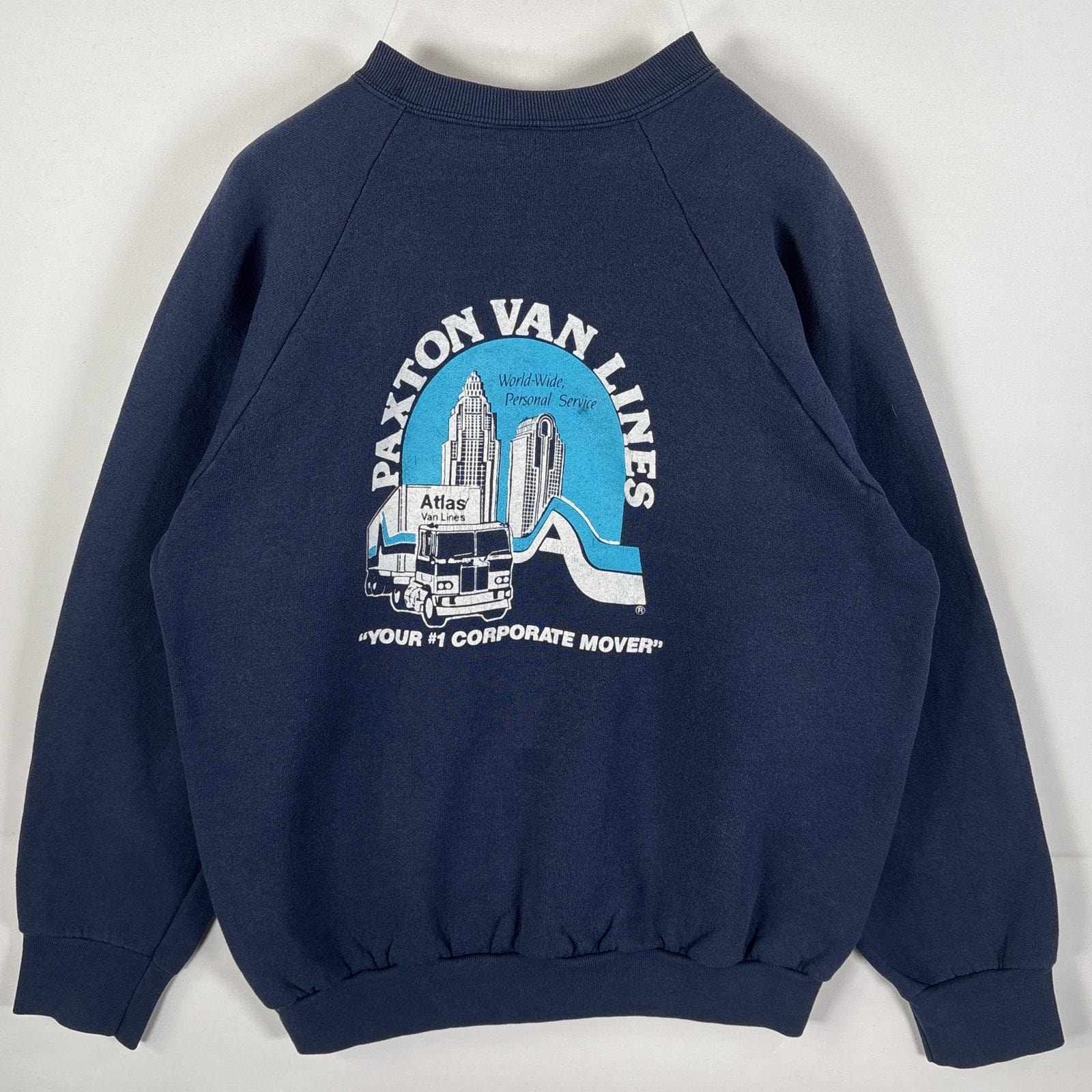 古着 90's/90年代 フルーツオブザルーム FRUIT OF THE LOOM USA製 スウェット ラグラン バックプリント L  ネイビー メンズ