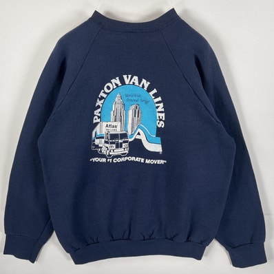 古着 90's/90年代 フルーツオブザルーム FRUIT OF THE LOOM USA製 スウェット ラグラン バックプリント L ネイビー メンズ