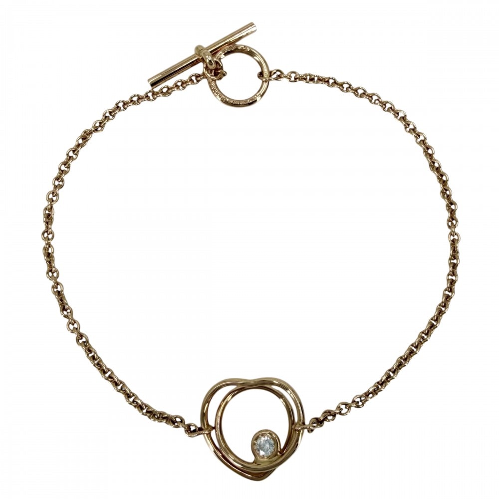 HERMES エルメス ブレスレット ハート ヴェルティージュ・クール アクセサリー ジュエリー 18金PG Au750 K18ピンクゴールド ダイヤモンド レディース 約3.9g 美品【中古品】