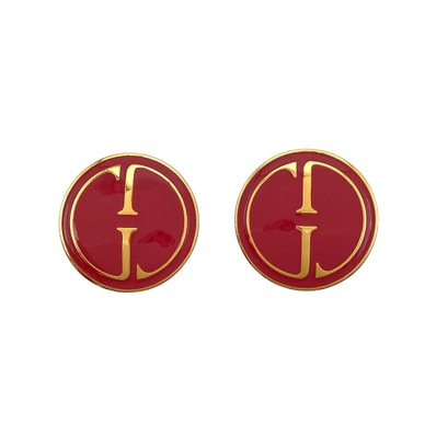 GUCCI グッチ ヴィンテージ ラウンド ロゴ イヤリング
オールド メタル エナメル ゴールド レディース
【中古】