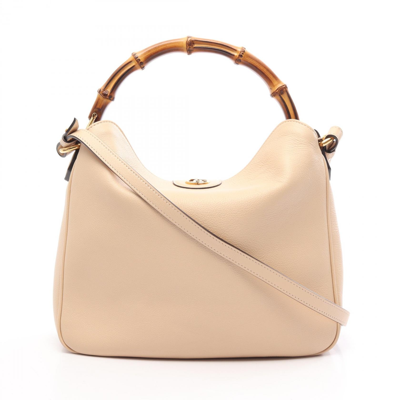 グッチ GUCCI ダイアナ ミディアム バンブー 2WAY ハンドバッグ バッグ レザー レディース ベージュ系 746124 【中古】