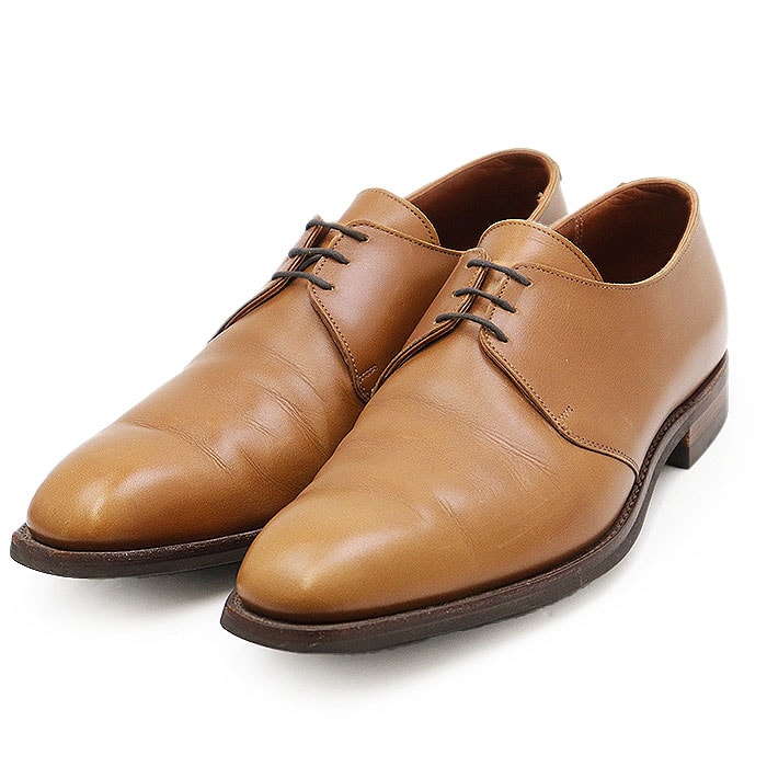 SALE【美品】CROCKETT&JONES クロケットアンドジョーンズ ダービーシューズ 外羽根 ダイナイトソール プレーントゥ レースアップ 靴 メンズ サイズ 8 1/2 E ライトブラウン 茶色 イギリス製 9509-61