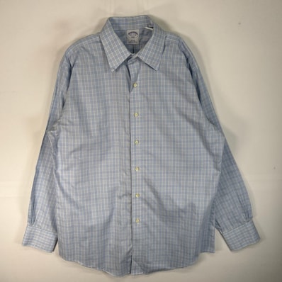 古着 ブルックスブラザーズ Brooks Brothers 長袖シャツ カラーステイ チェック 346 SLIM FIT M ブルー系 マルチカラー メンズ