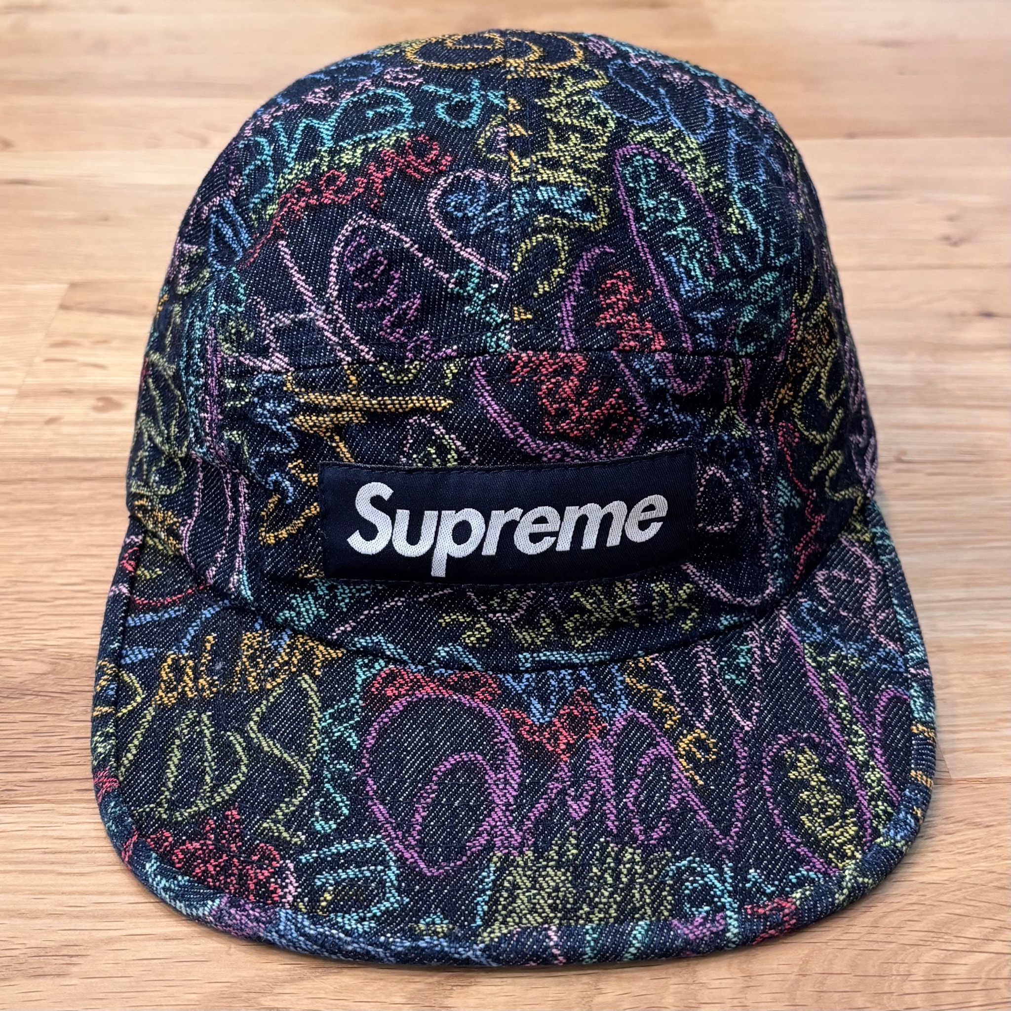 Supreme Handwriting Denim Camp Cap "Indigo"